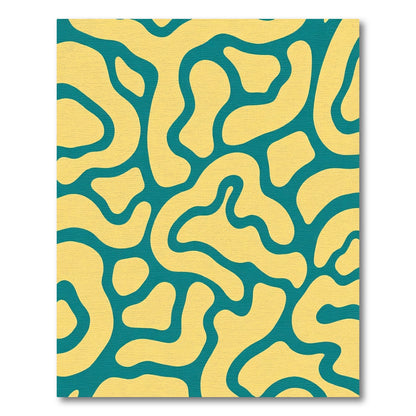 Teal Yellow Organic Flow Rug