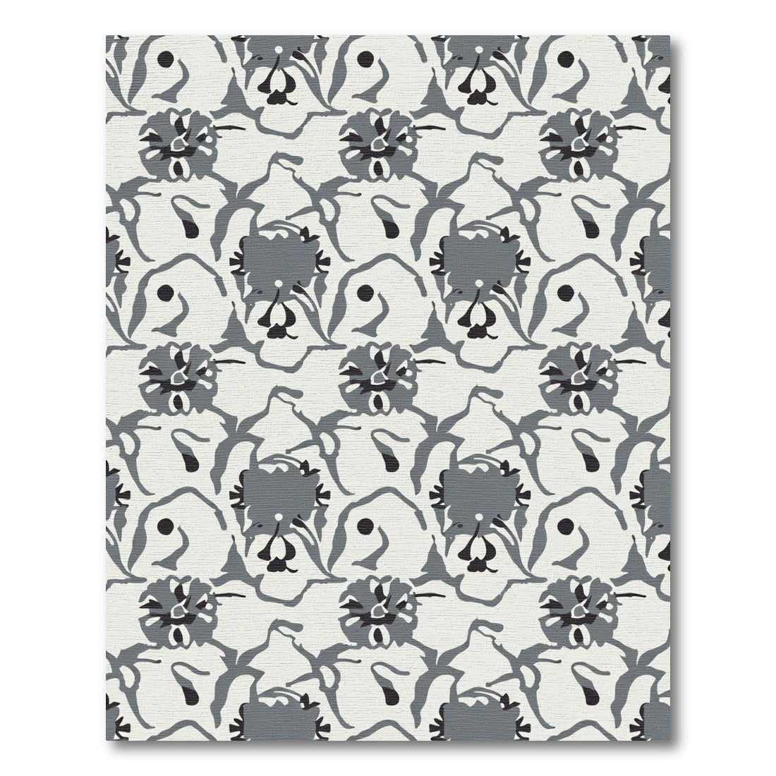 Monochromatic Gray Floral Vine Rug