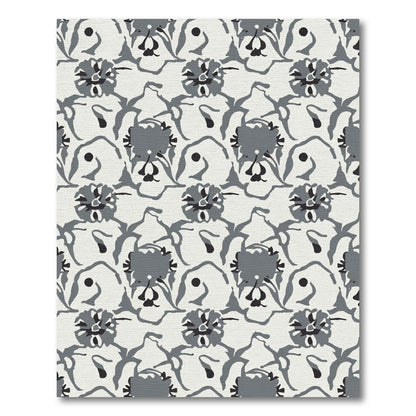 Monochromatic Gray Floral Vine Rug