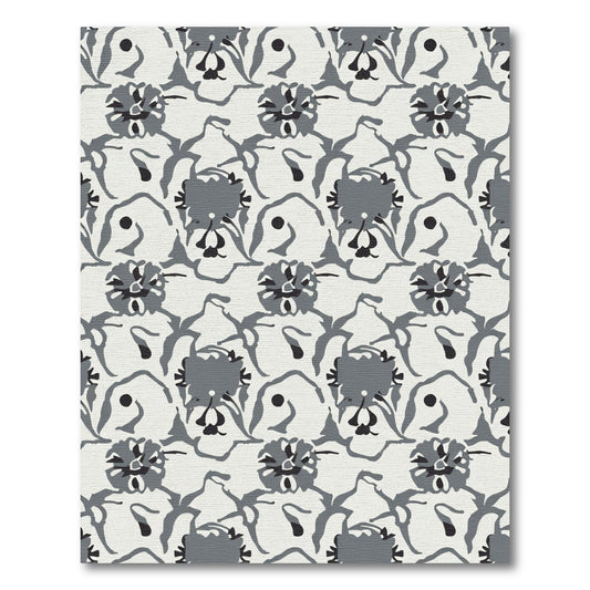 Monochromatic Gray Floral Vine Rug