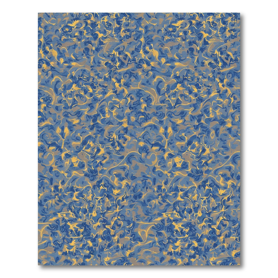 Blue Gold Swirling Abstract Harmony Rug