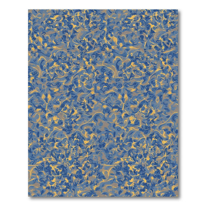 Blue Gold Swirling Abstract Harmony Rug