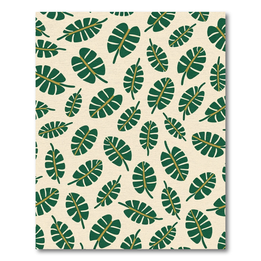 Tropical Green Leaf Pattern Overlay Rug