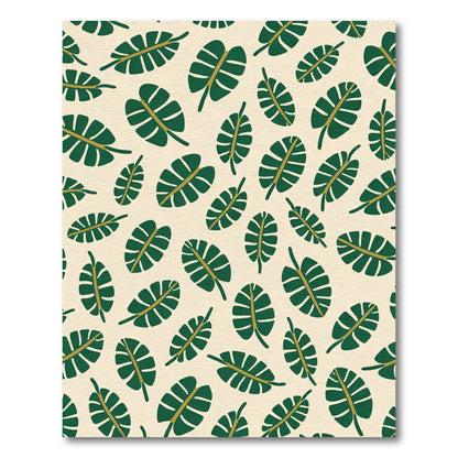 Tropical Green Leaf Pattern Overlay Rug