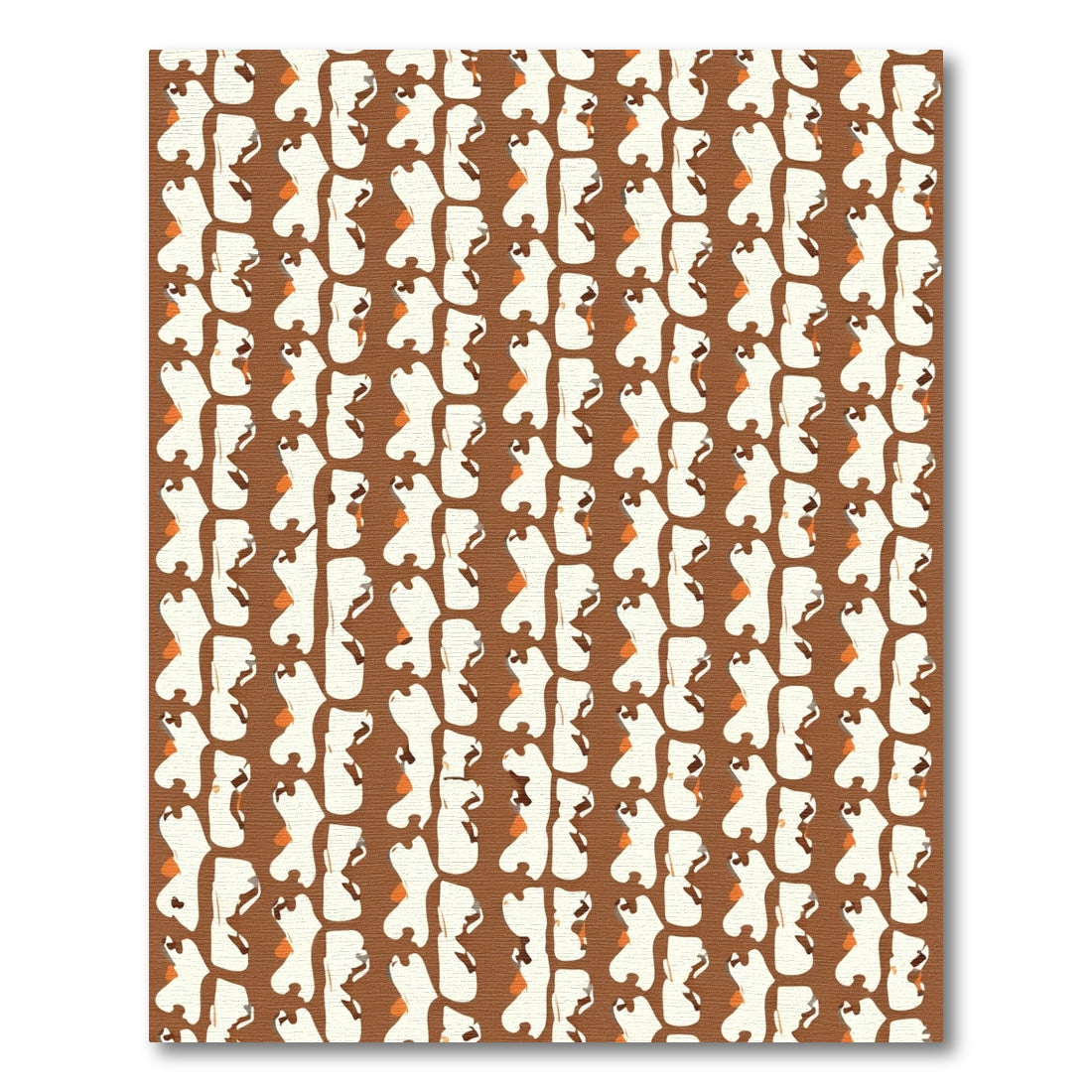 Brown White Abstract Organic Shapes Rug
