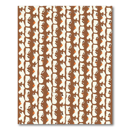 Brown White Abstract Organic Shapes Rug