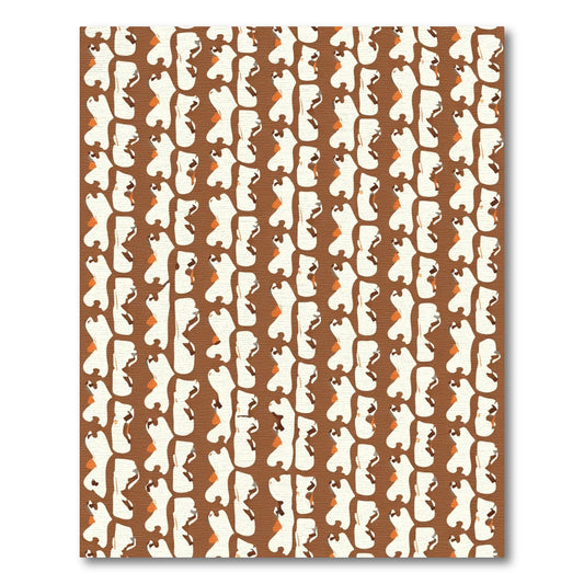 Brown White Abstract Organic Shapes Rug
