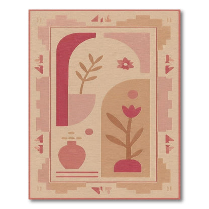 Pink Geometric Floral Geometric Modern Area Rug