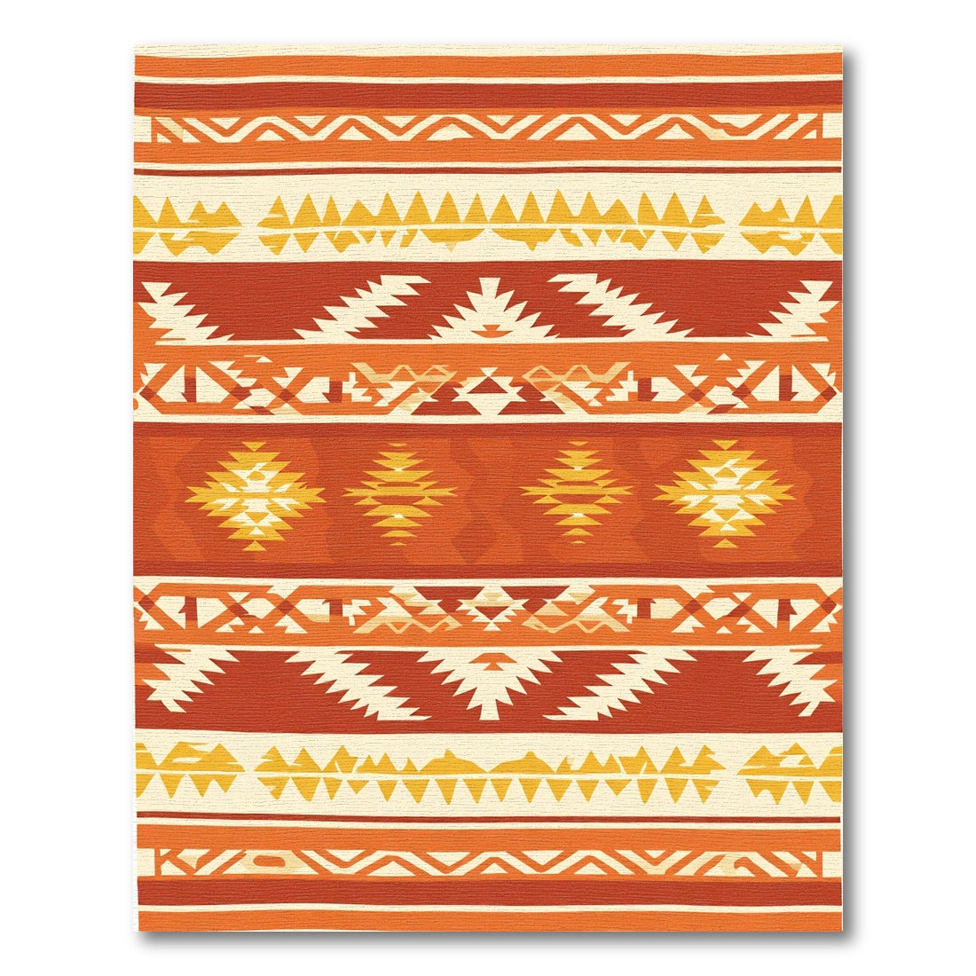 Rustic Earthy Red Geometric Bands Rug