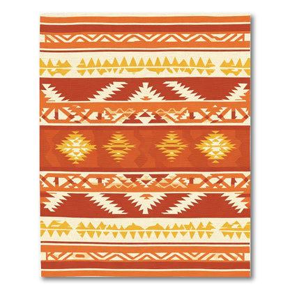 Rustic Earthy Red Geometric Bands Rug
