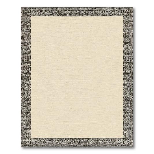 Cream Abstract Dalmatian Border Rug