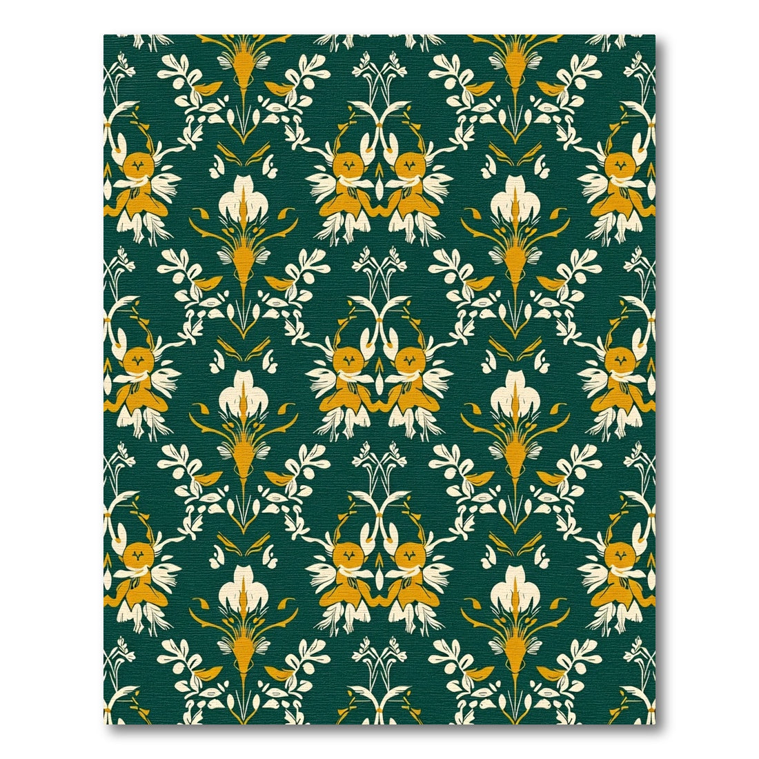 Emerald Golden Floral Cherub Rug