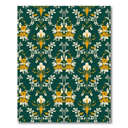 Emerald Golden Floral Cherub Rug