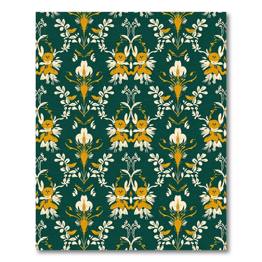 Emerald Golden Floral Cherub Rug