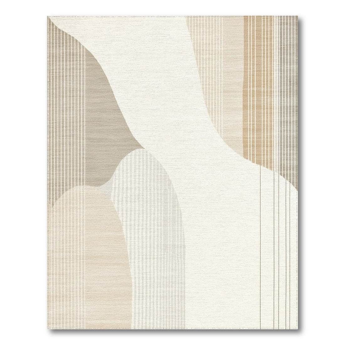 Abstract Beige Fluid Wave Rug