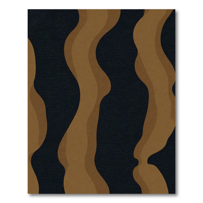 Warm Earthy Abstract Wavy Bands Rug