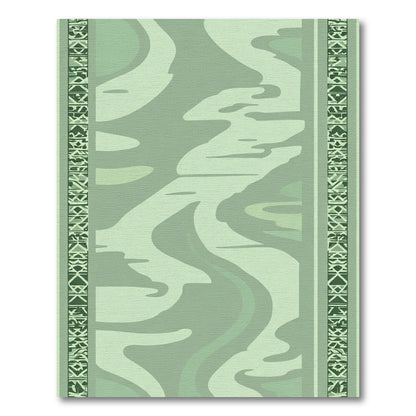 Sage Green Abstract Organic Border Rug