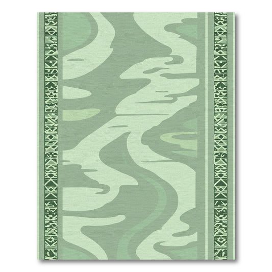 Sage Green Abstract Organic Border Rug