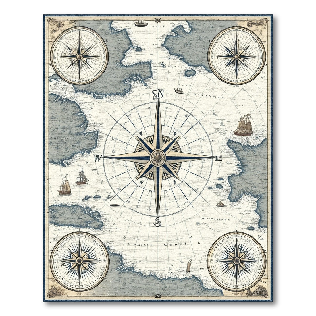 Nautical Vintage Nautical Compass Area Rug