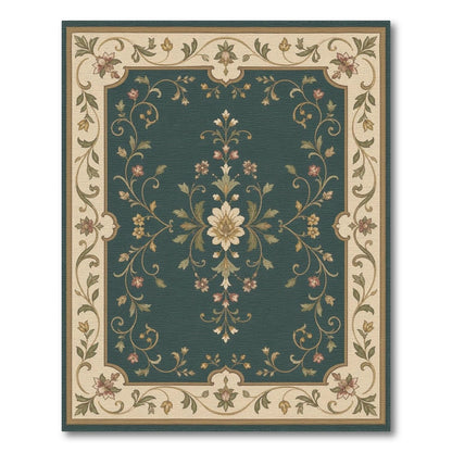 Teal Floral Vintage Area Rug