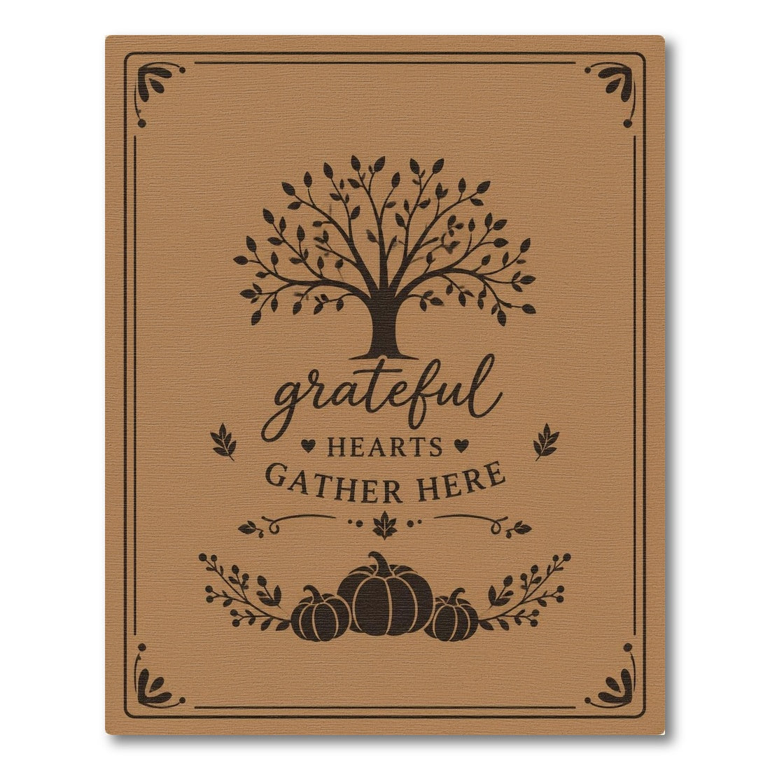 Grateful Hearts Gather Here Tree Pumpkin Area Rug