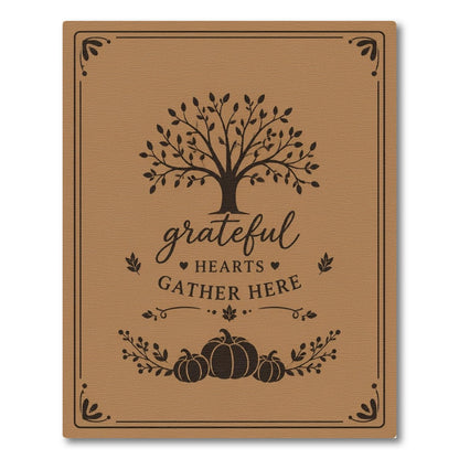 Grateful Hearts Gather Here Tree Pumpkin Area Rug
