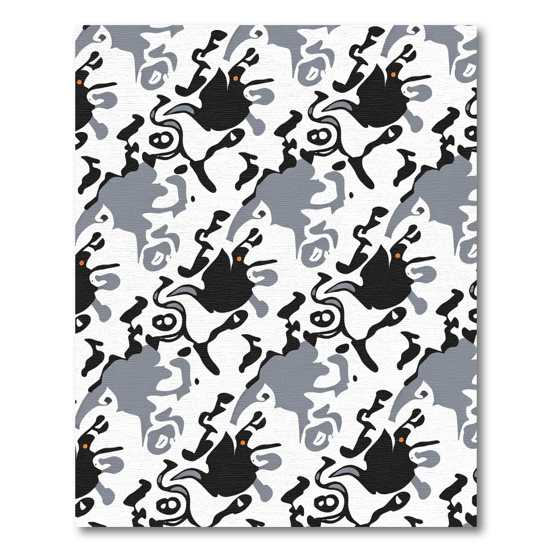 Graffti Black Gray Orange Amoeba Rug