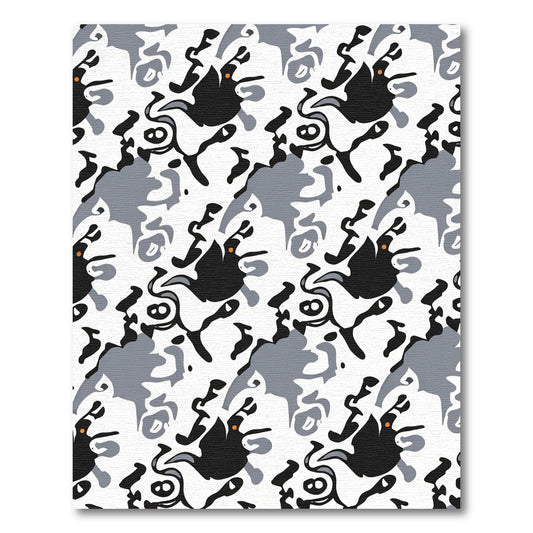 Graffti Black Gray Orange Amoeba Rug