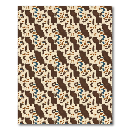 Abstract Terracotta Blue Organic Shapes Rug
