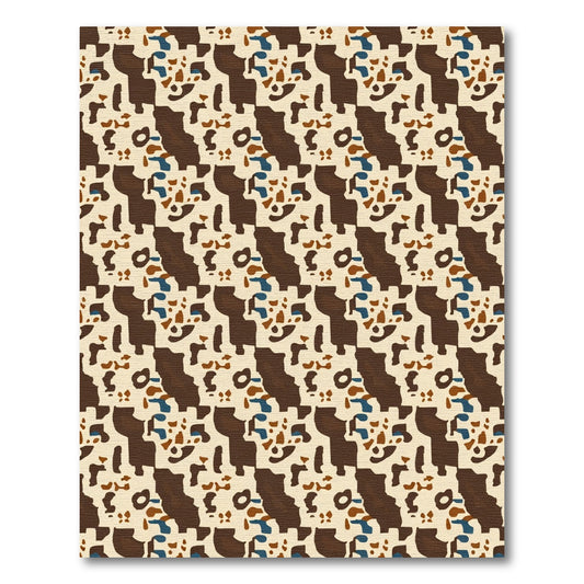 Abstract Terracotta Blue Organic Shapes Rug