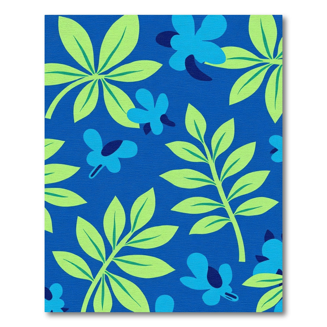 Vibrant Blue Floral Leaf Background Rug