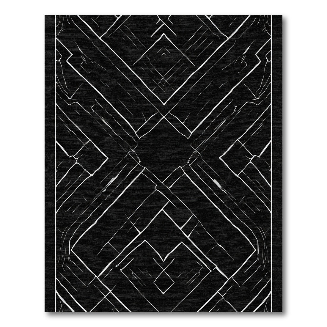 Bold Black White Geometric Overlay Rug