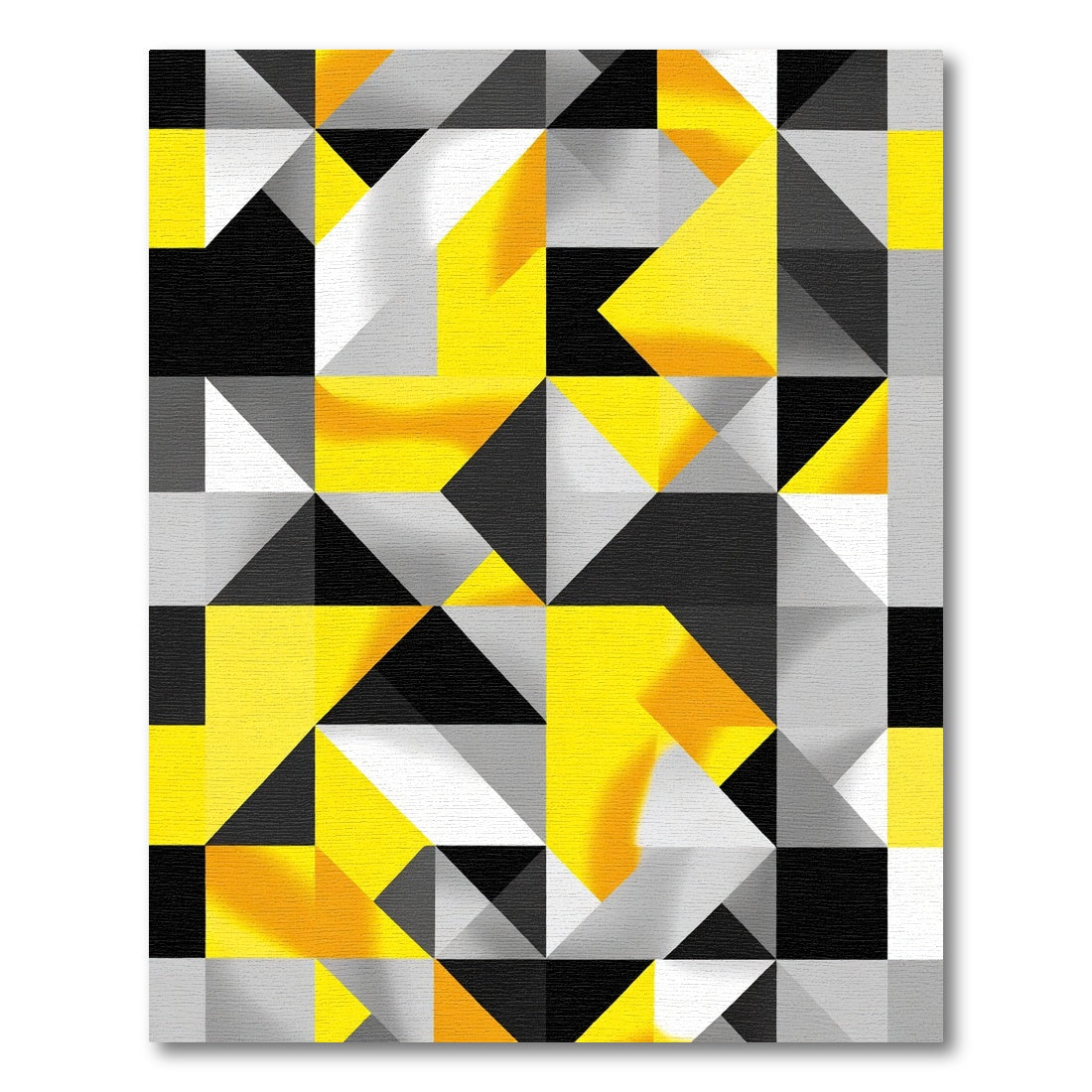 Dynamic Yellow Gray Triangles Rug