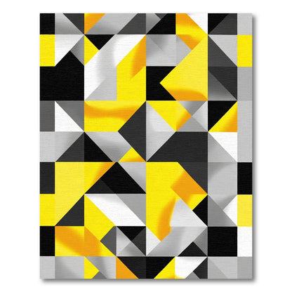 Dynamic Yellow Gray Triangles Rug