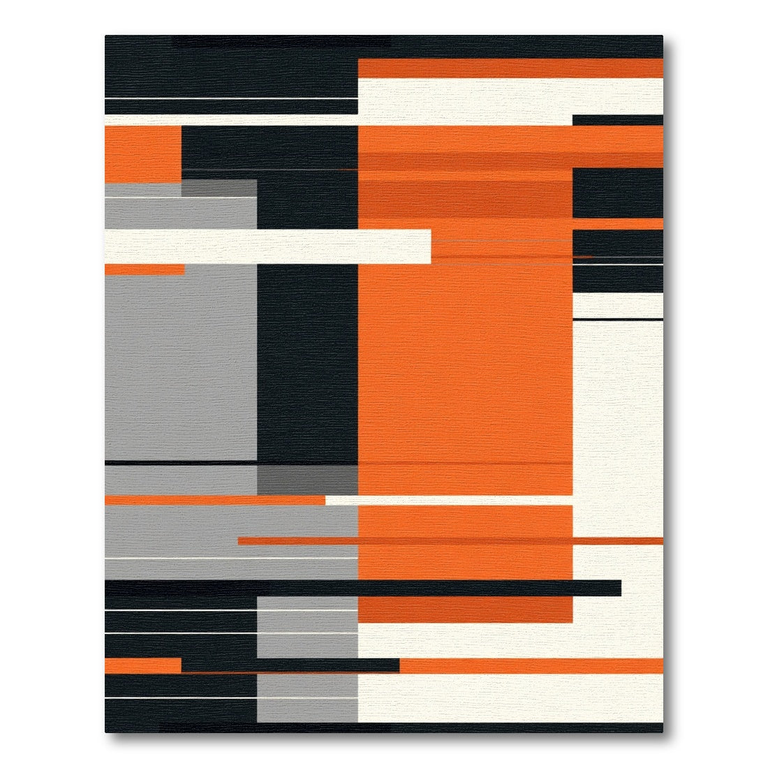 Bold Orange Geometric Block Rug