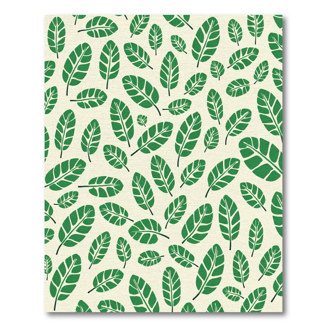 Green Leaves On Cream Background Rug