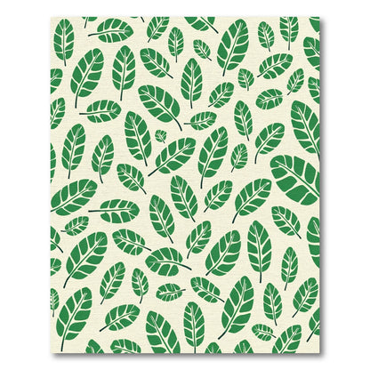 Green Leaves On Cream Background Rug