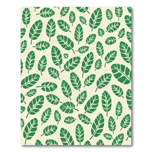 Green Leaves On Cream Background Rug