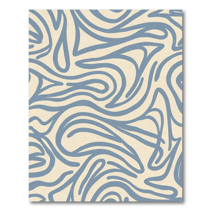 Blue Abstract Swirl Linen Rug