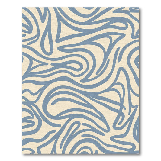 Blue Abstract Swirl Linen Rug