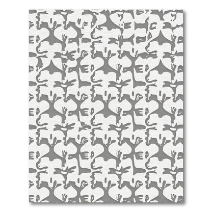 Grey White Abstract Figures Rug