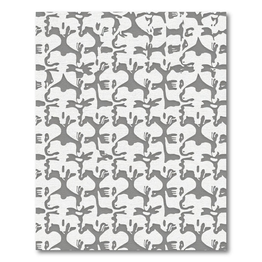 Grey White Abstract Figures Rug