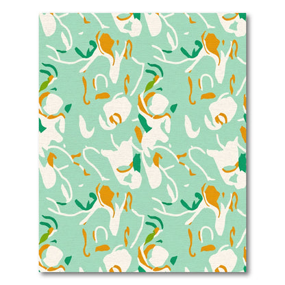 Abstract Aqua White Orange Swirl Rug