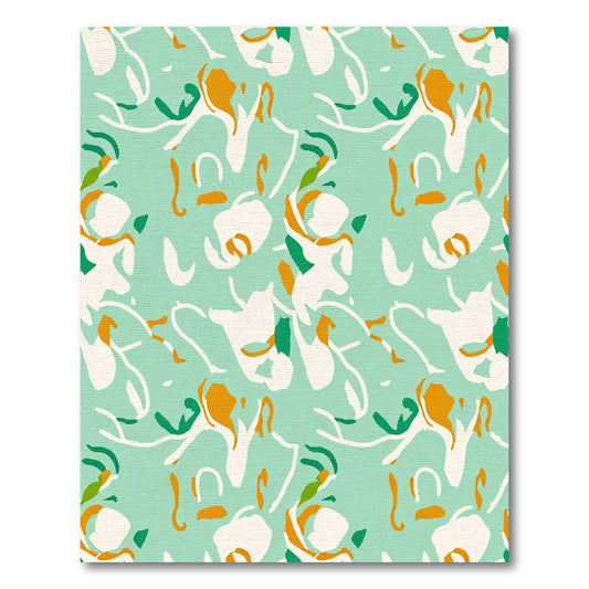 Abstract Aqua White Orange Swirl Rug