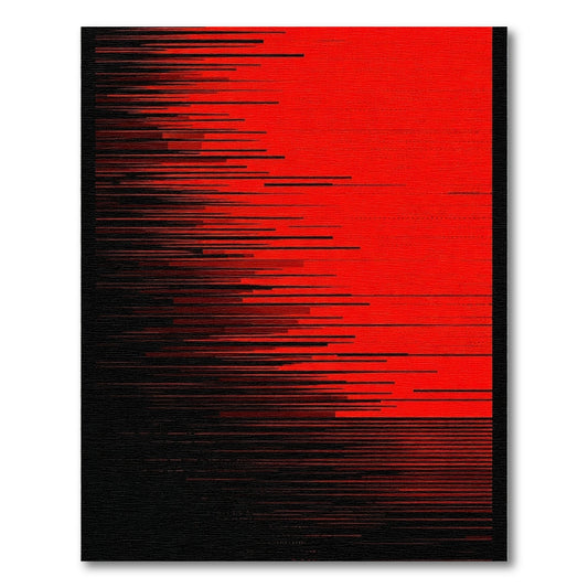 Crimson Black Glitch Stripe Rug