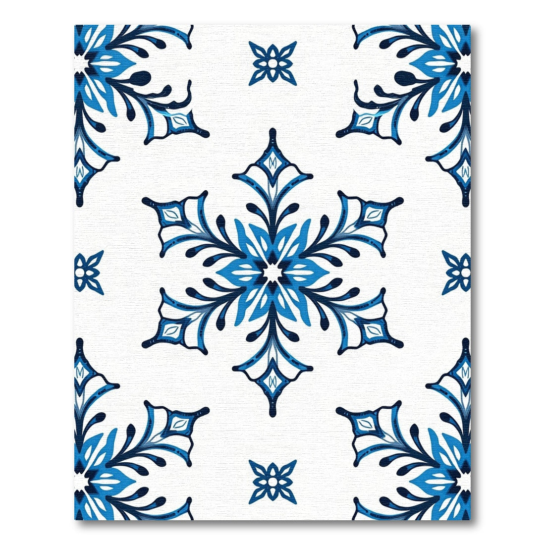 Azure Blue Stylized Snowflake Rug