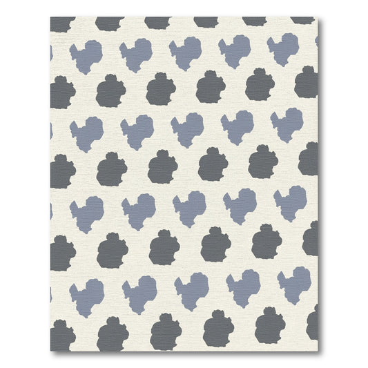 Gray Blue Organic Spot Arrangement Rug