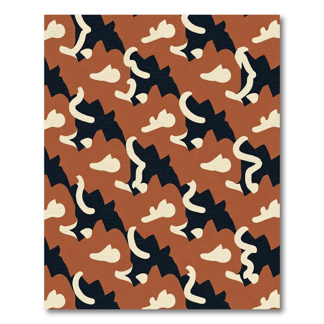 Terracotta Abstract Camo Organic Forms Rug