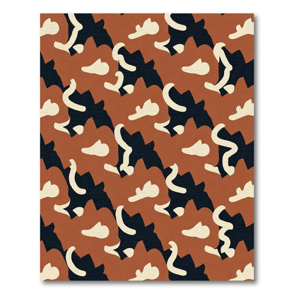 Terracotta Abstract Camo Organic Forms Rug