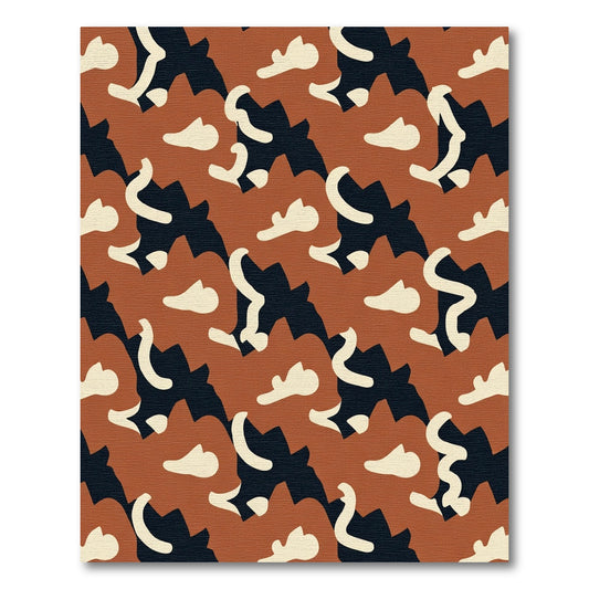 Terracotta Abstract Camo Organic Forms Rug
